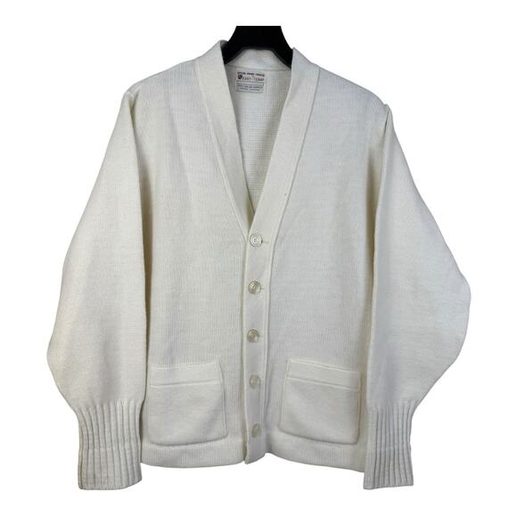 Vintage East-Tenn Medium Orlon Acrylic Knit Award Sweater Cardigan Preppy - Picture 1 of 12